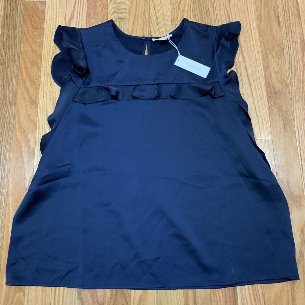 Outerknown Womens Quincy Top Dark Navy Size L NWT $198 MSRP